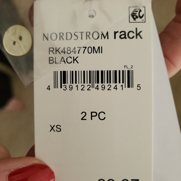 Satin-like, black with white trim pajamas, size XS. - Picture 3 of 4